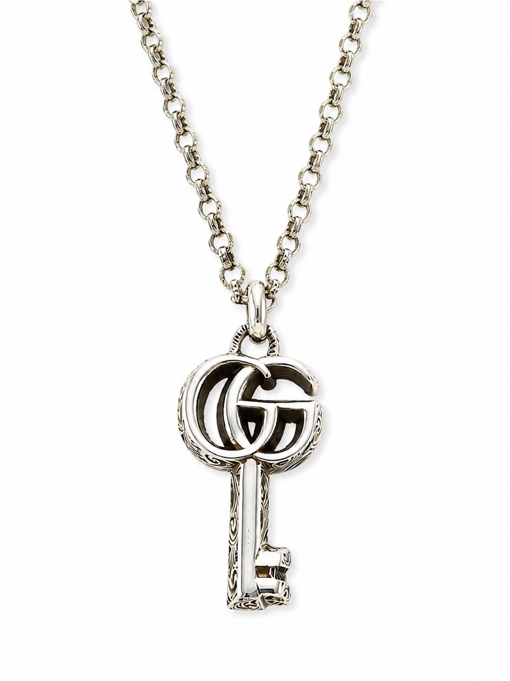 Gucci Double G Key Pendant Necklace 925 Sterling Silver Chain - Picture 10 of 10